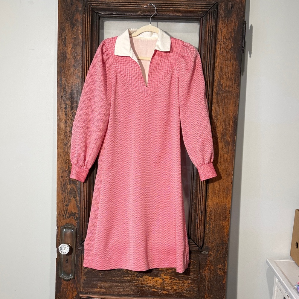 Chic Long Sleeve Pink Dress